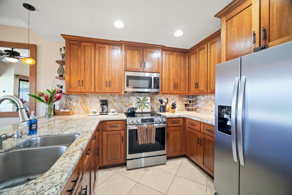 Spacious Kitchen stocked full for all your cooking needs