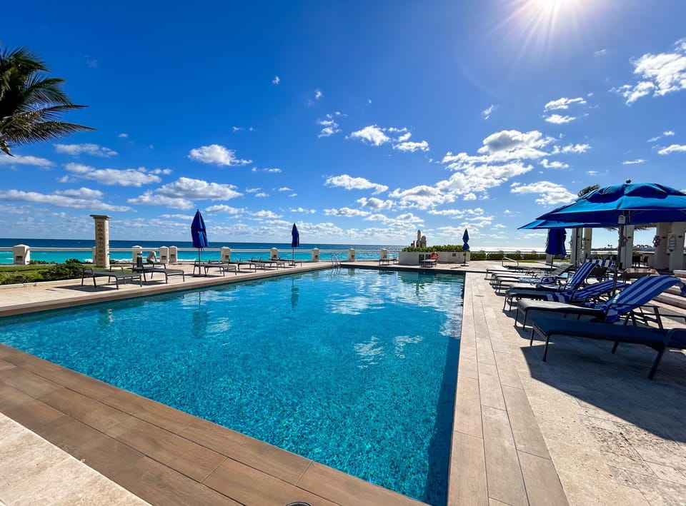 View of pool overlooking the ocean