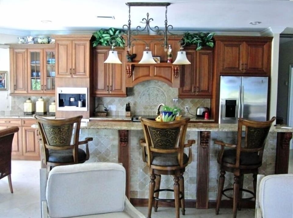 Gourmet kitchen with built in miele espresso machine