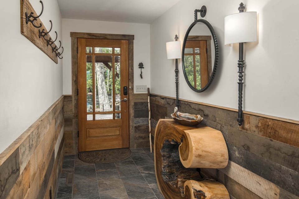 Charming cabin foyer with rustic décor and inviting mountain retreat ambiance