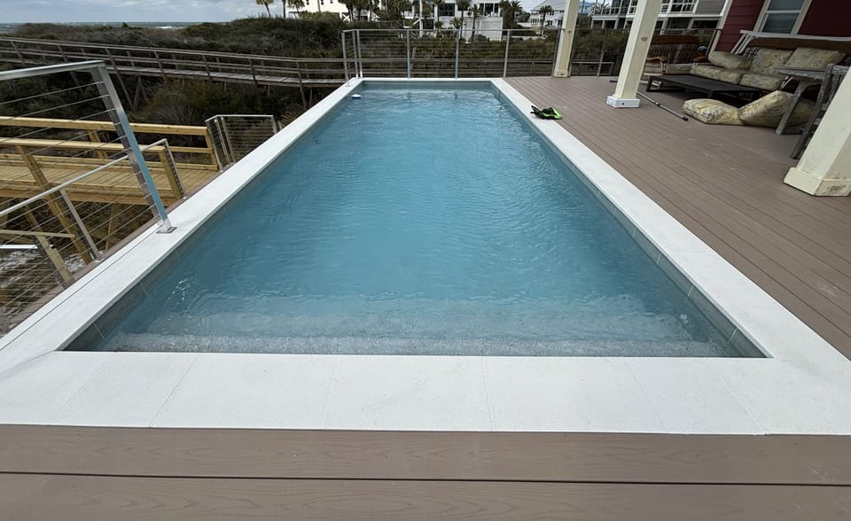 Salt Water Elevated pool, walk from deck into pool