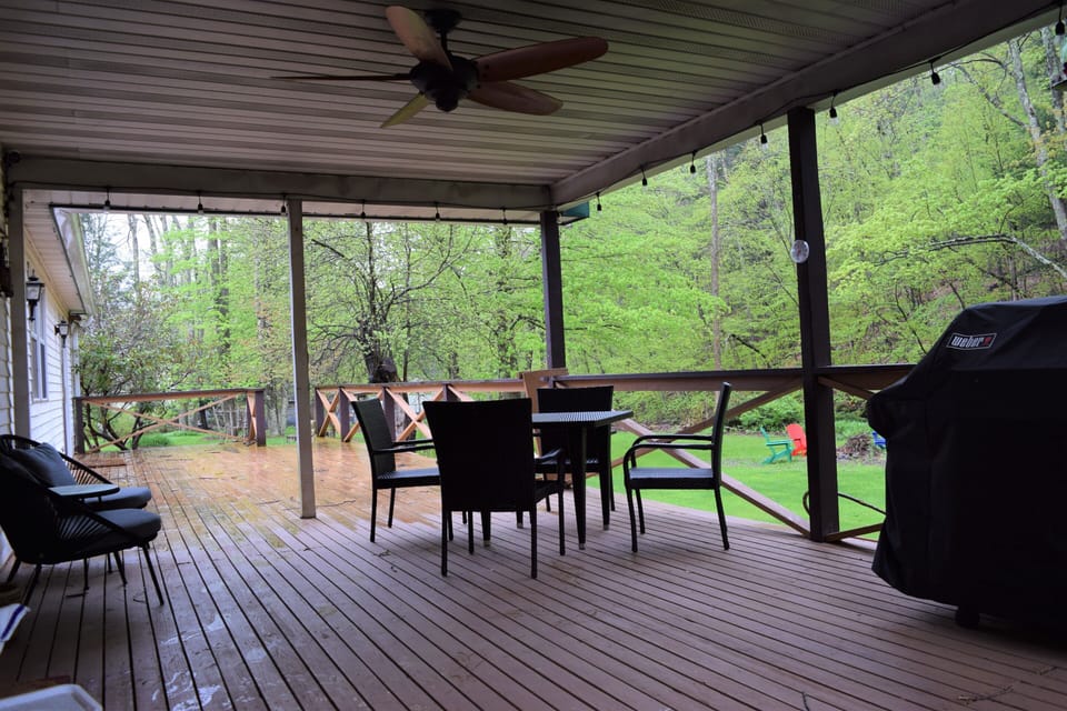 Back deck with working BBQ and 
views of Birch Creek and the mountains