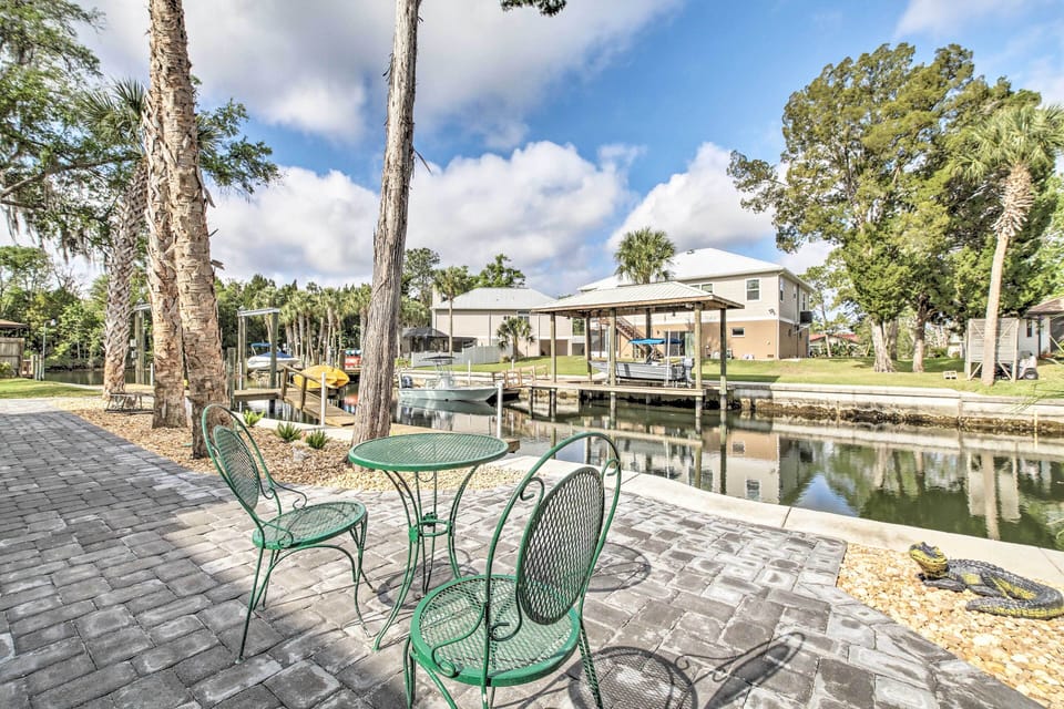 Canalside Patio | Private Dock | Gas Grill