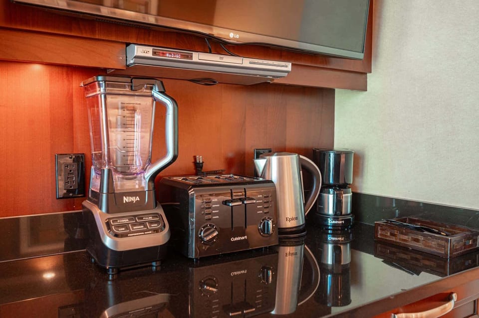 Kitchenette - microwave, beverage cooler, sink, coffee maker, toaster