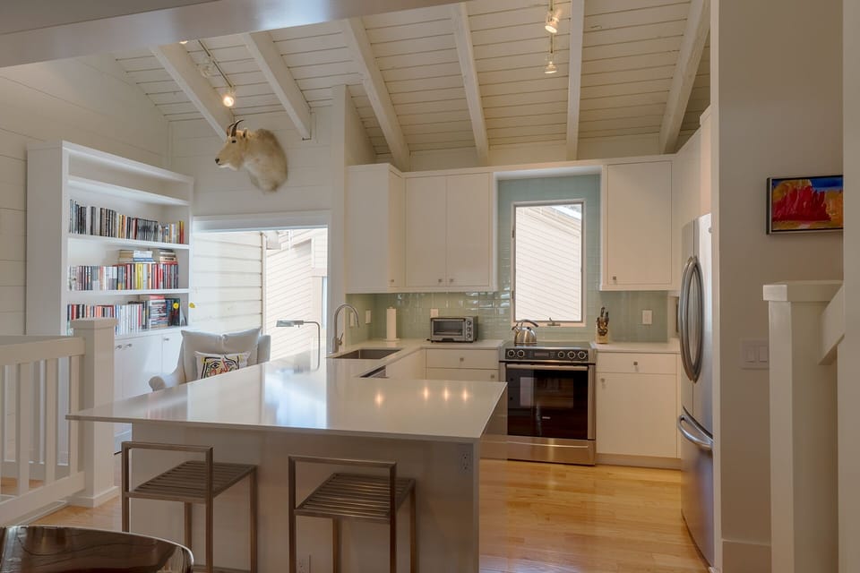 Kitchen and reading nook.
