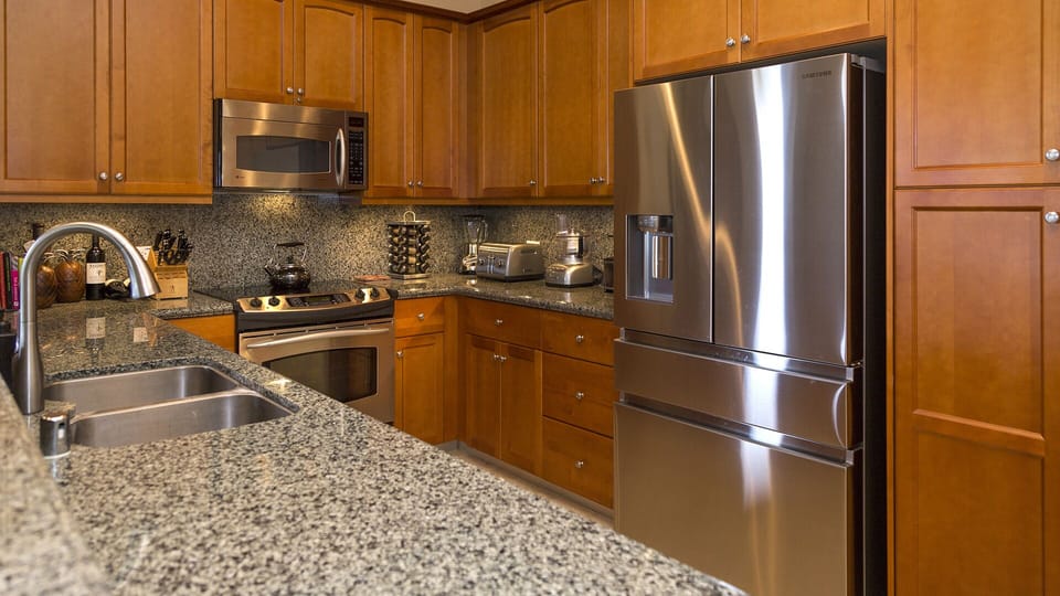 A kitchen equipped for a chef or a casual family dinner. 