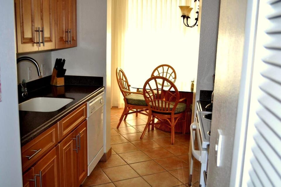 Kitchen view of the dining room.
