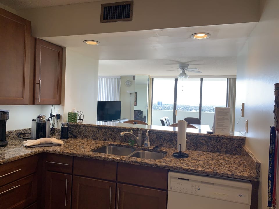 Enjoy the views day and night even from the kitchen as this picture shows!