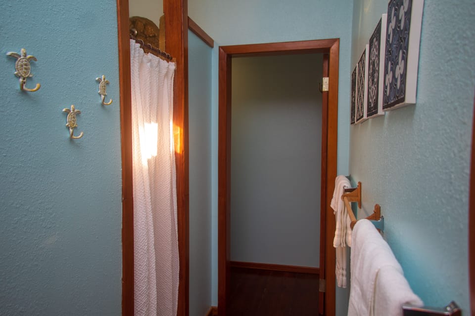 Penthouse Master Bath 1, rock shower with double heads & separate water closet.
