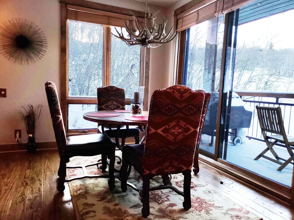 Dining Room with view of forest and Meadows Run