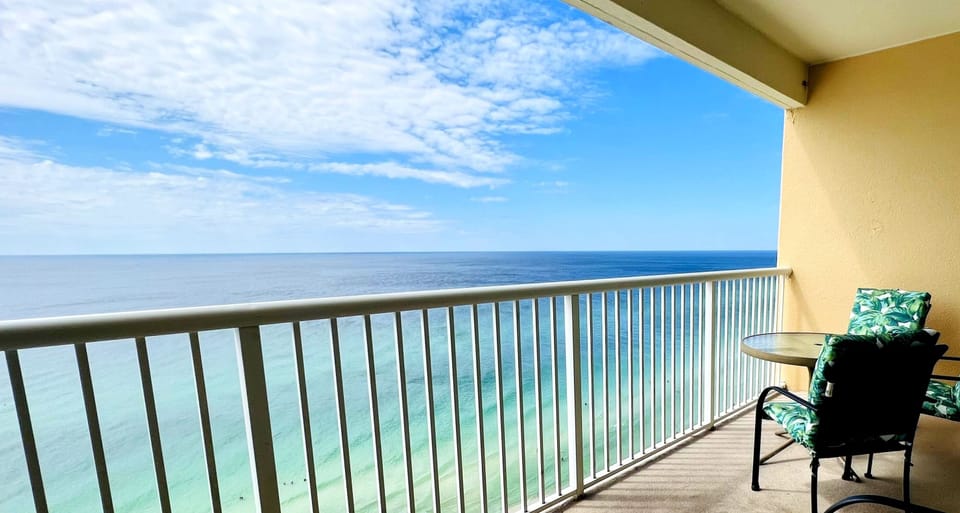 The magnificent Gulf view from the balcony