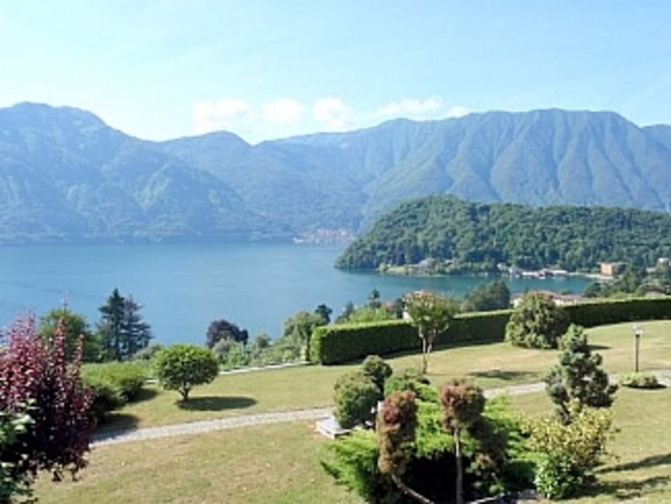 The stunning panoramic lake view from the home.