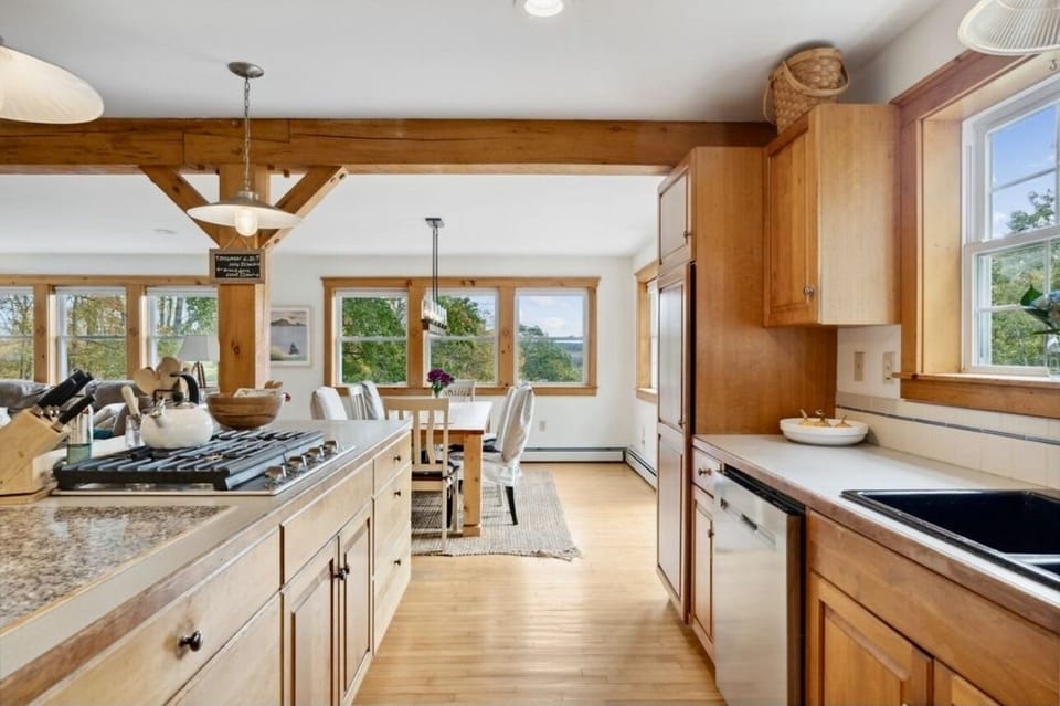 Kitchen into dining area