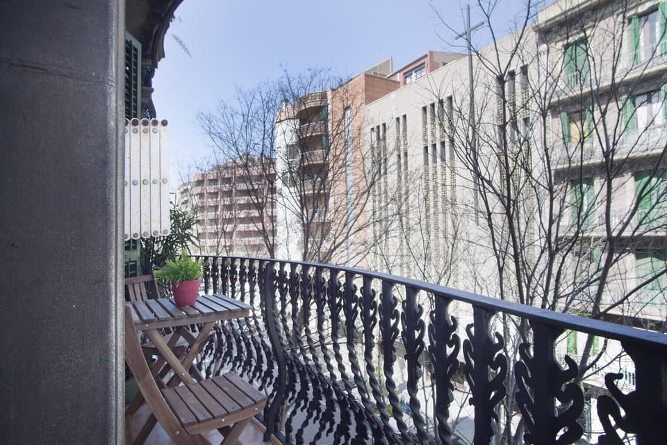 Spacious balcony with the view to the city