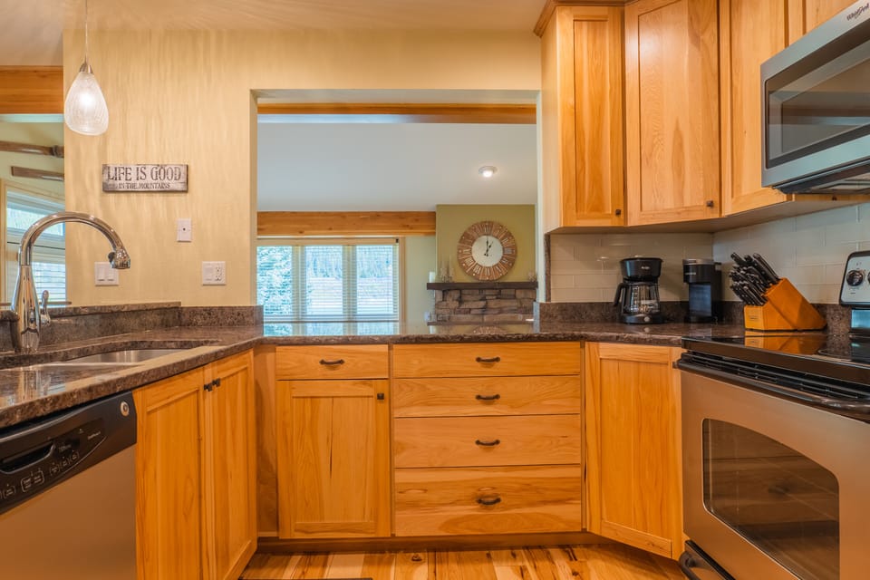 Open concept kitchen and living area