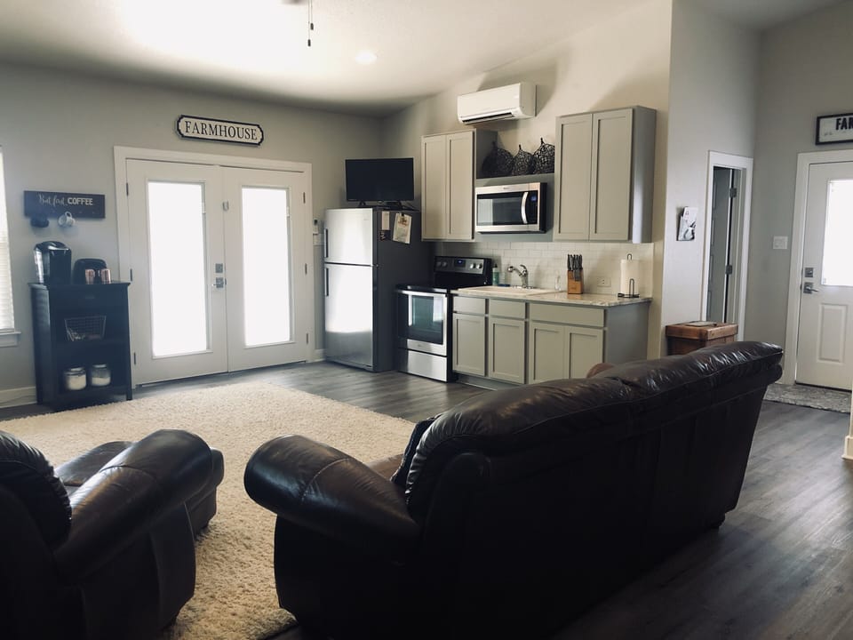 The kitchen is ready to make anything from coffee to a full dinner.