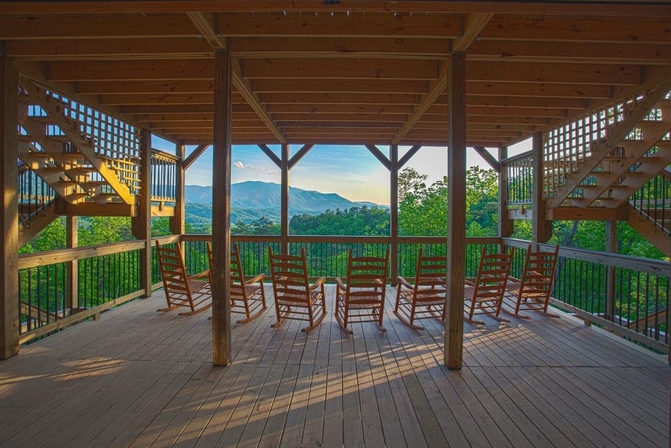 Image of Rocking Chairs on Bottom Balcony.