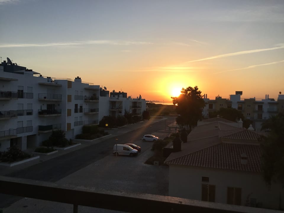 Sunset over Meia Praia, photo taken from the small balcony
