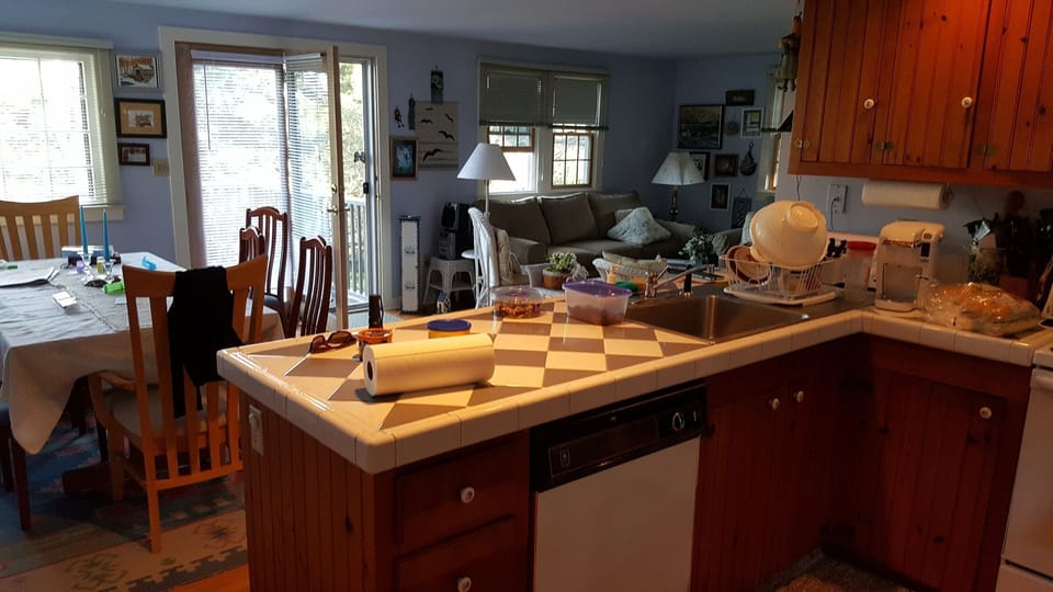 Kitchen looking out towards the deck