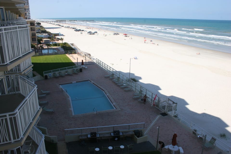 View from balcony facing north.  The driving beach ends 300ft to north