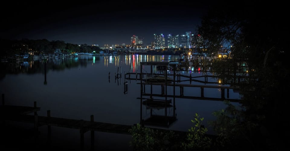 View from balcony of downtown Tampa at night. 