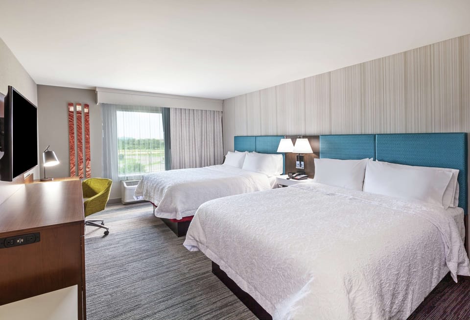 Room, 2 Queen Beds, Refrigerator | Premium bedding, in-room safe, cribs (free), rollaway beds (free)