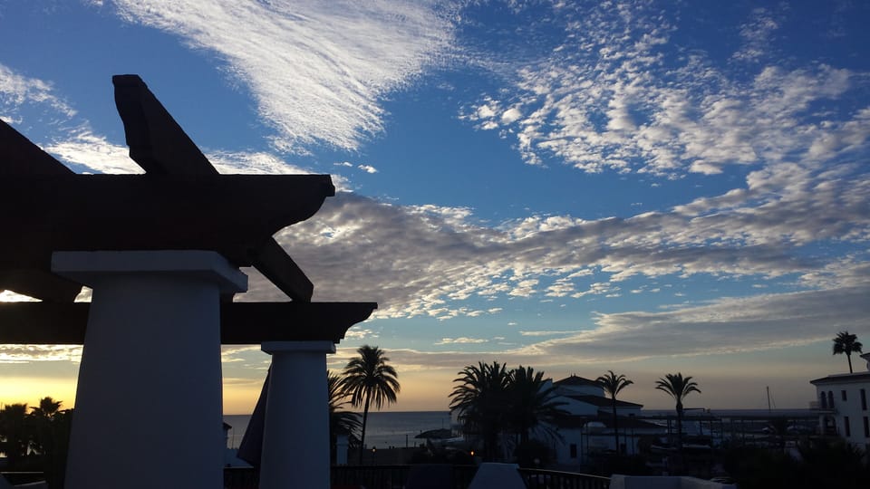 Dawn in Duquesa, where the sun rises out of the sea in front of you...
