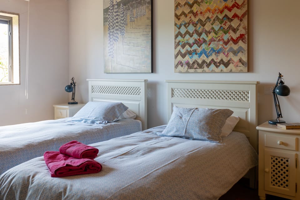 Twin bedroom, with writing desk, wardrobes, etc