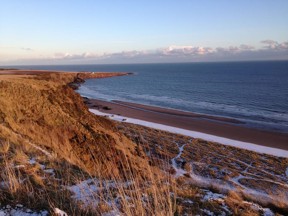 Snow on St Cyrus beach