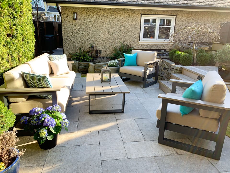 Garden lounge area for guest use.