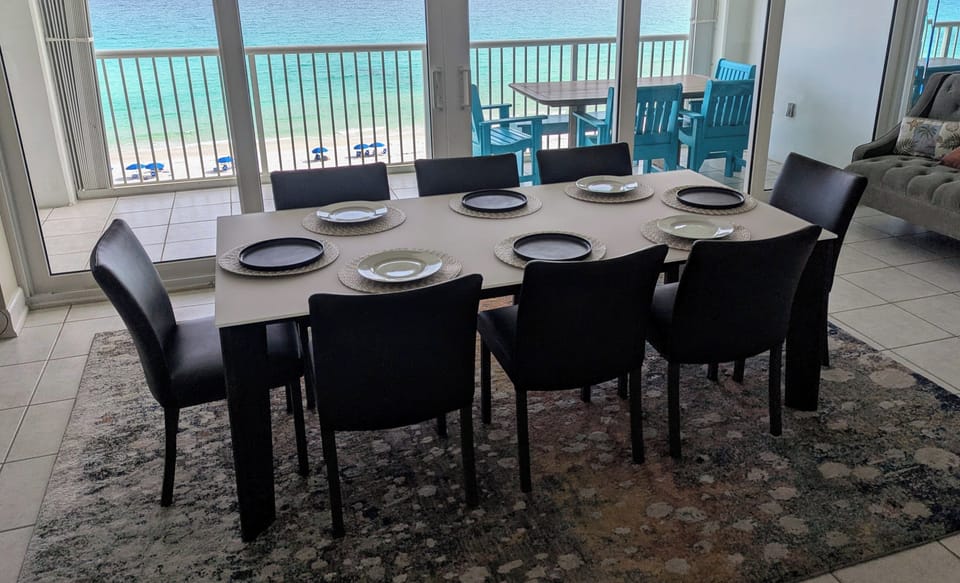 Watch the dolphins swim by as you enjoy your meal.