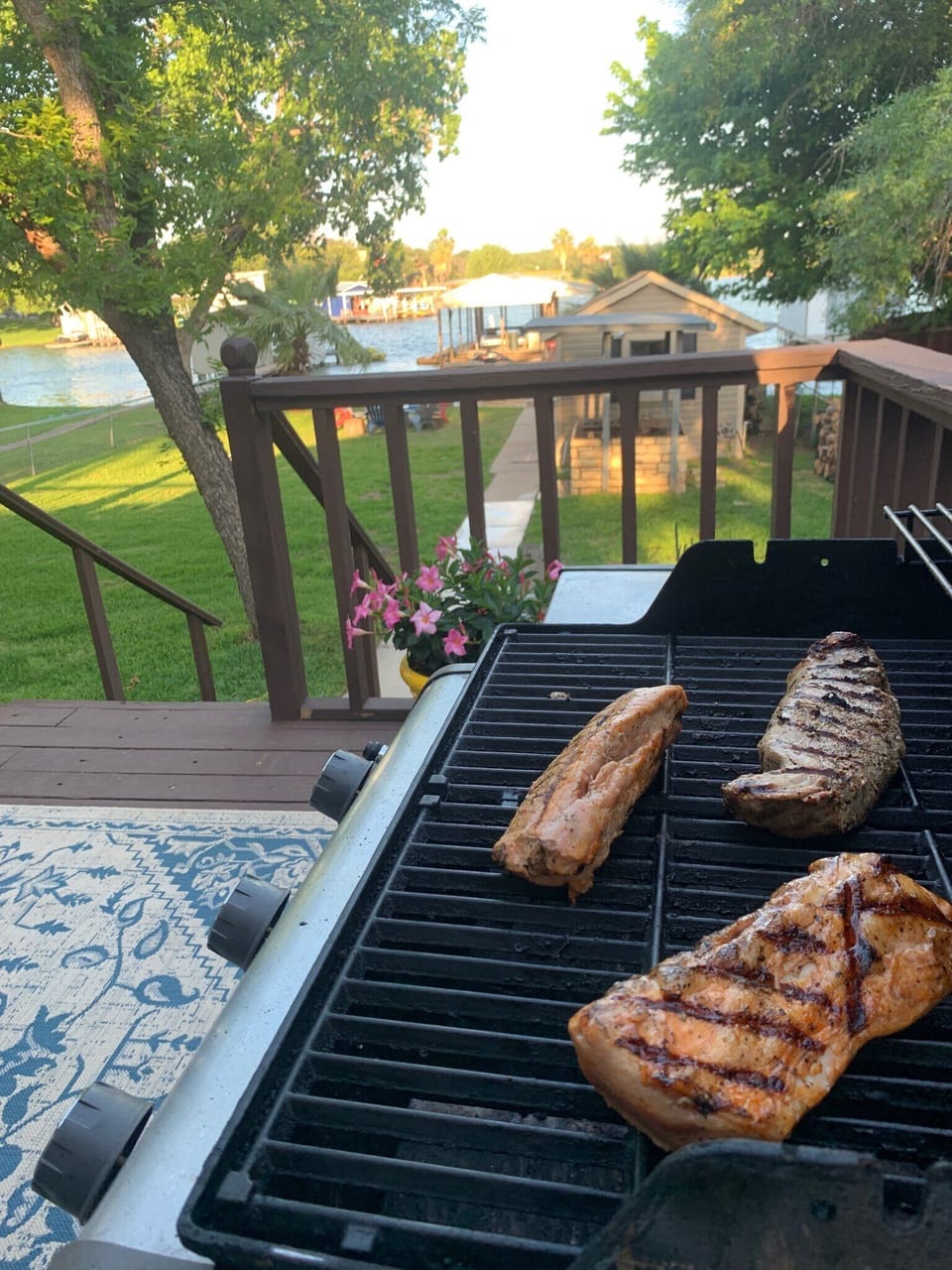 Gas grill. There is also a smoker in the background.