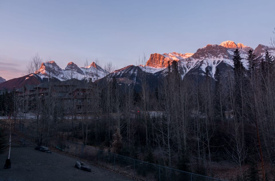 Morning Sunrise View from the living room to the famous three-sisters-mountains.