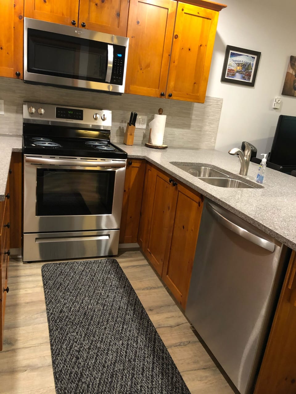 Fully stocked kitchen.