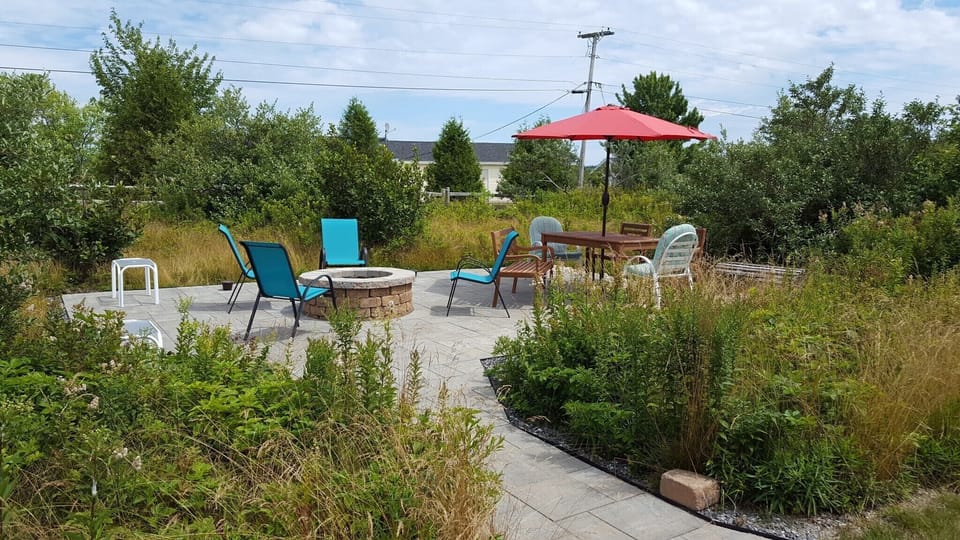 View of the patio area behind our rental available for guests