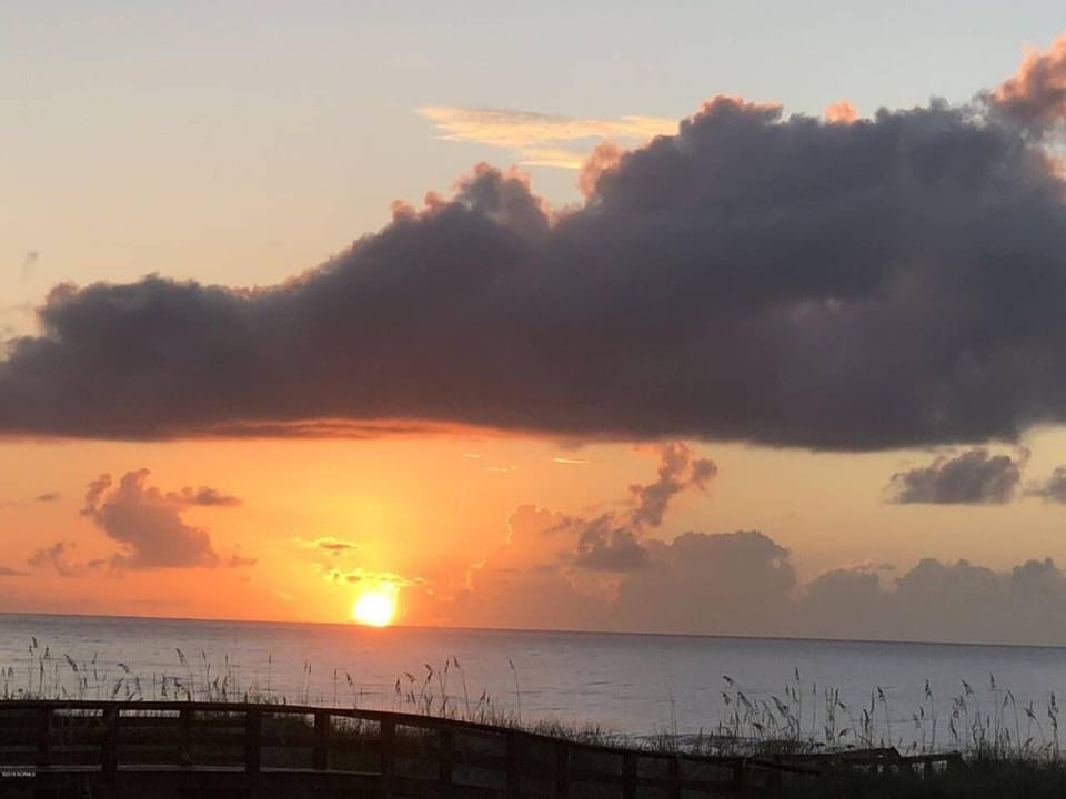 deck view at sunset