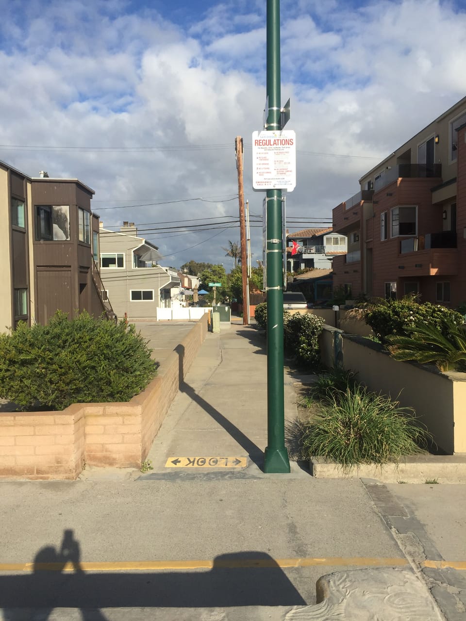 View of Balboa Ct. from the beach.  Unit is the third one on the left.