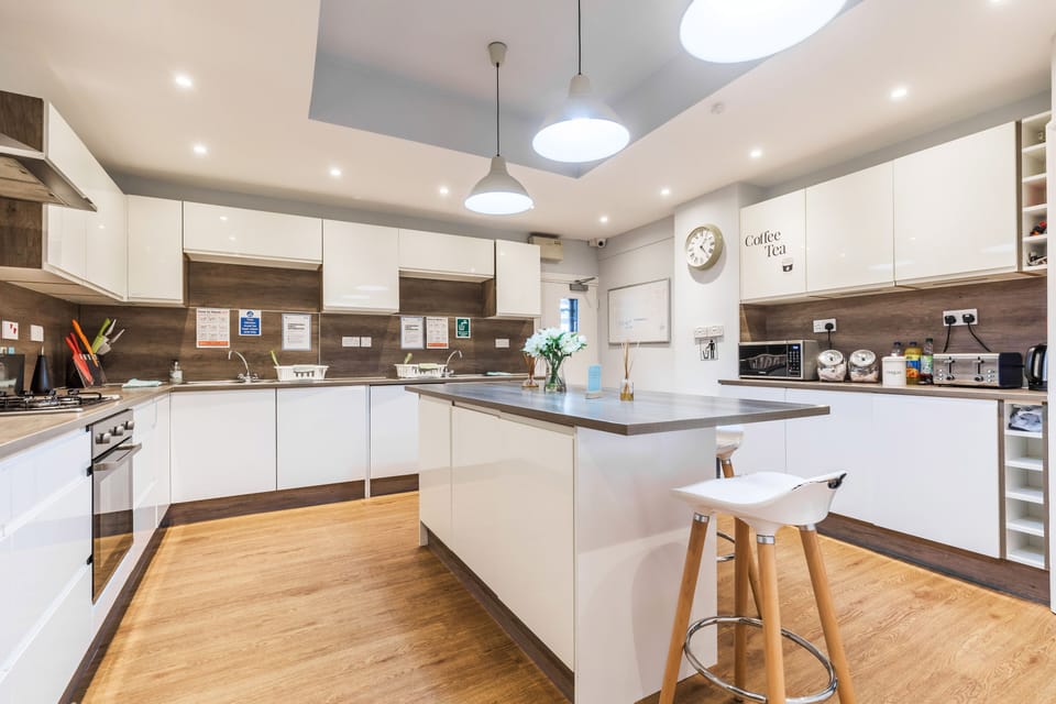 Shared fridge, microwave, electric kettle