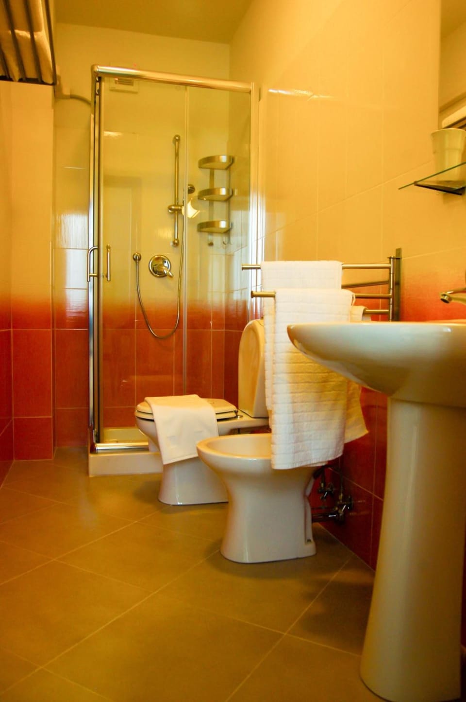 Shower, free toiletries, hair dryer, bidet