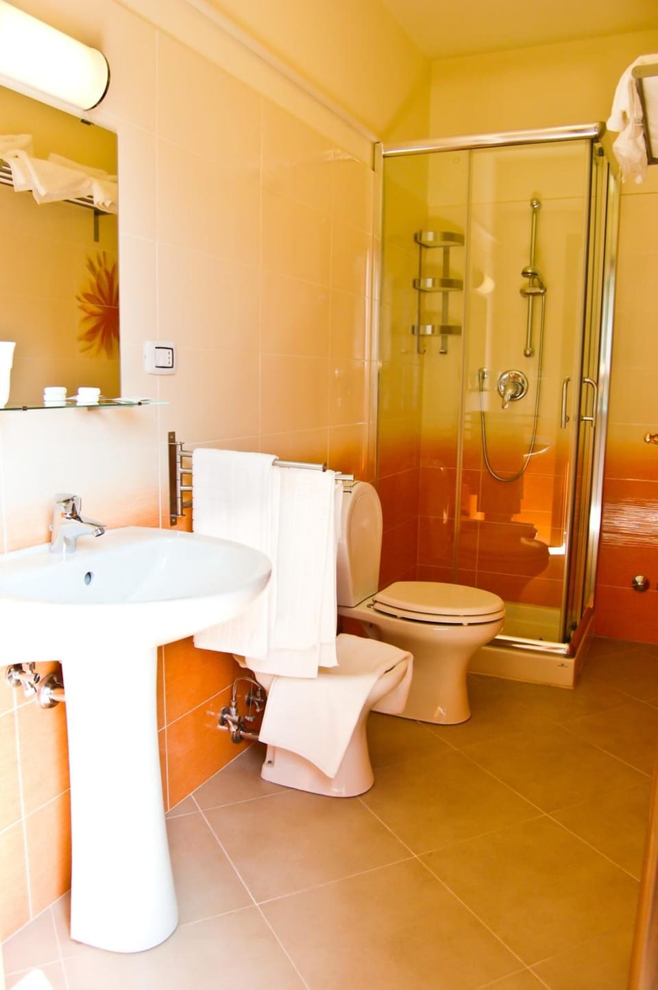 Shower, free toiletries, hair dryer, bidet