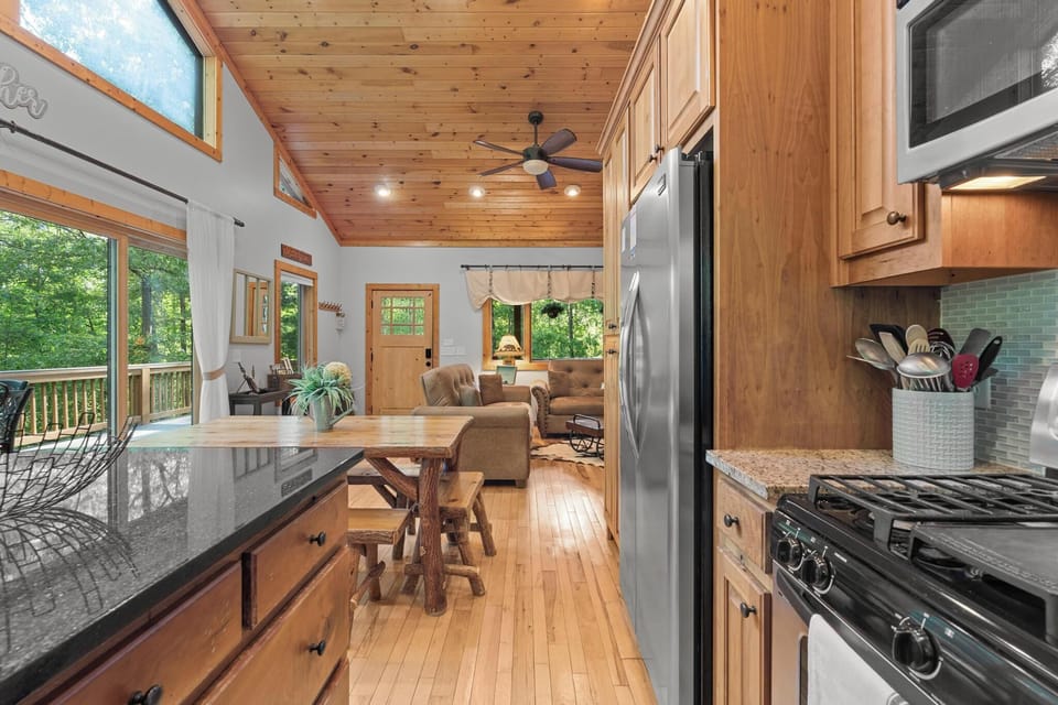 The kitchen island is any aspiring chef's dream workspace with lots of room for chopping, slicing, and cooking up a delicious meal!