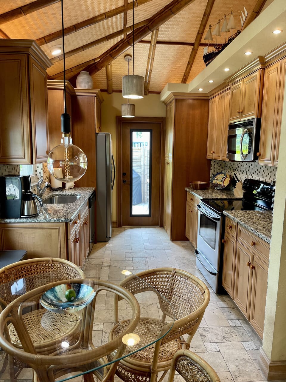 Nice granite countertops and well stocked!