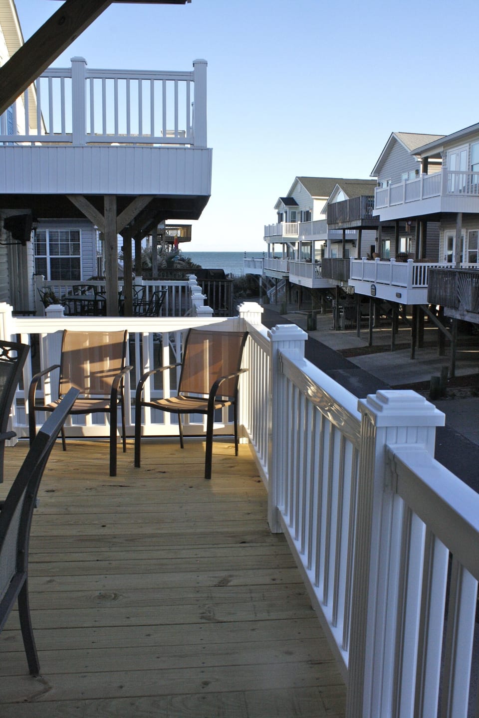 Front deck with ocean views and comfy seating
