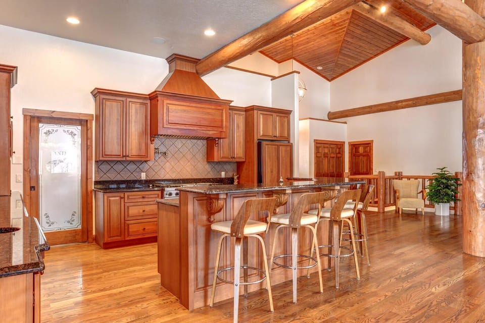 Left frosted glass door leads to Butler's kitchen and another to the outdoors.