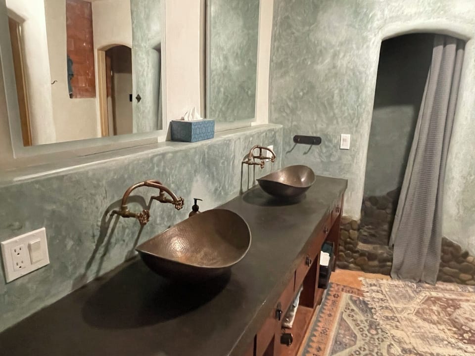 Yellow Room | Bathroom | Separate tub and shower, deep soaking tub, rainfall showerhead, soap