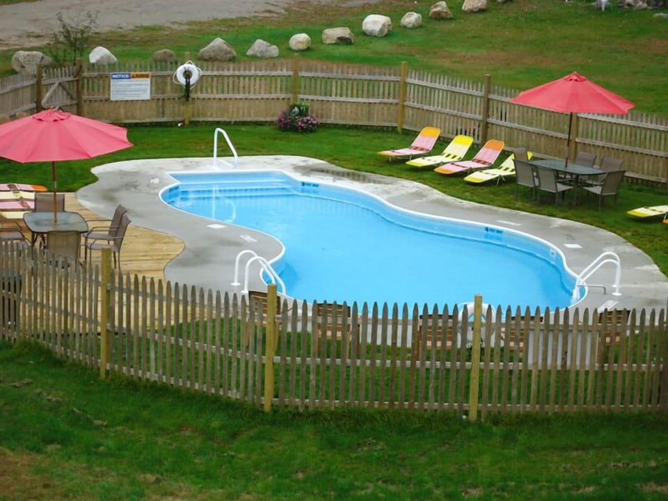 A view of the pool from the Diningroom window