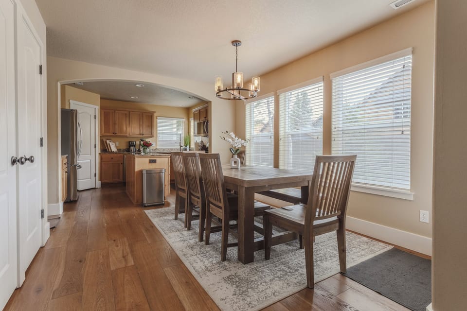 Huge dining table made for shared meals, long conversations, and family time.