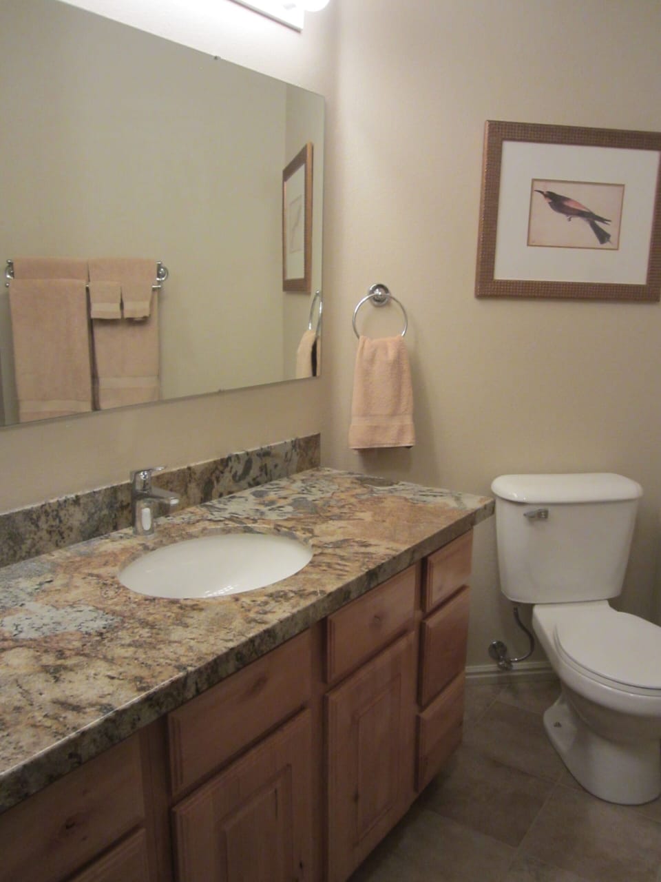 Master Bathroom with new granite counter & tile floor