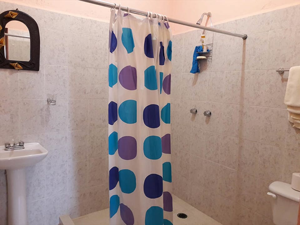 Shower, free toiletries, towels