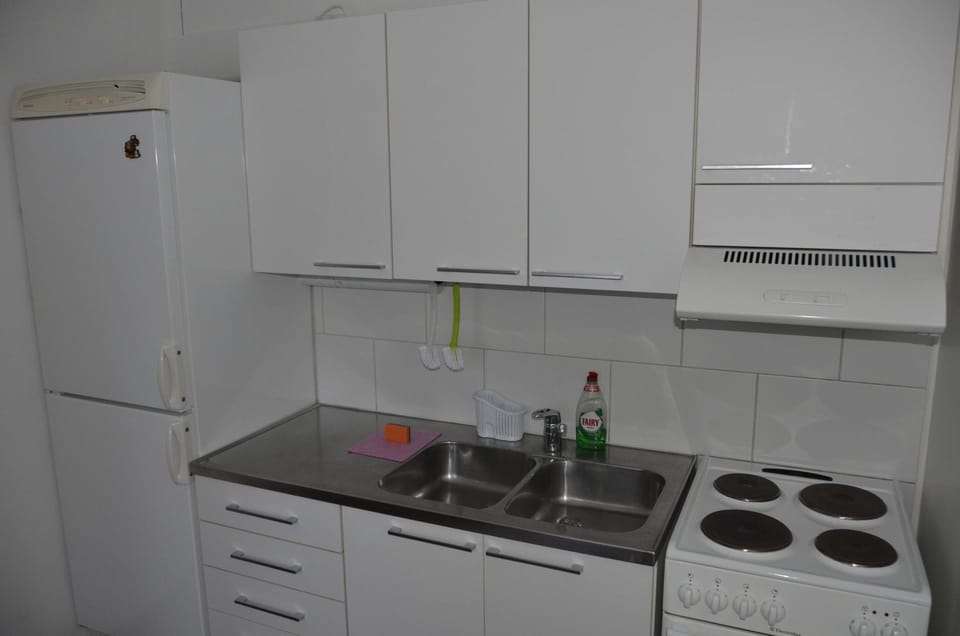 Family Apartment, 1 Bedroom, Private Bathroom | Private kitchen | Full-size fridge, microwave, electric kettle